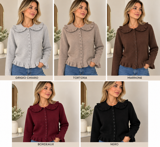 Cardigan con colletto rouches art.w2525