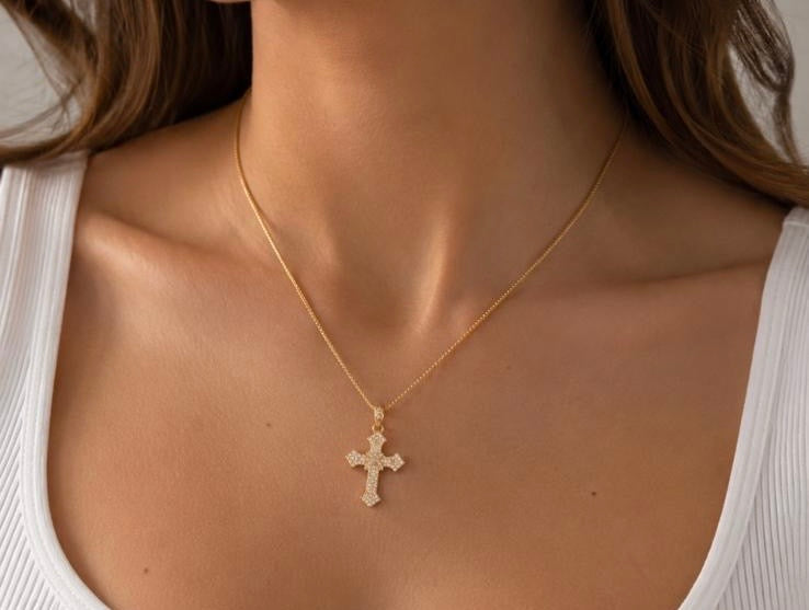 Collana crocifisso con strass