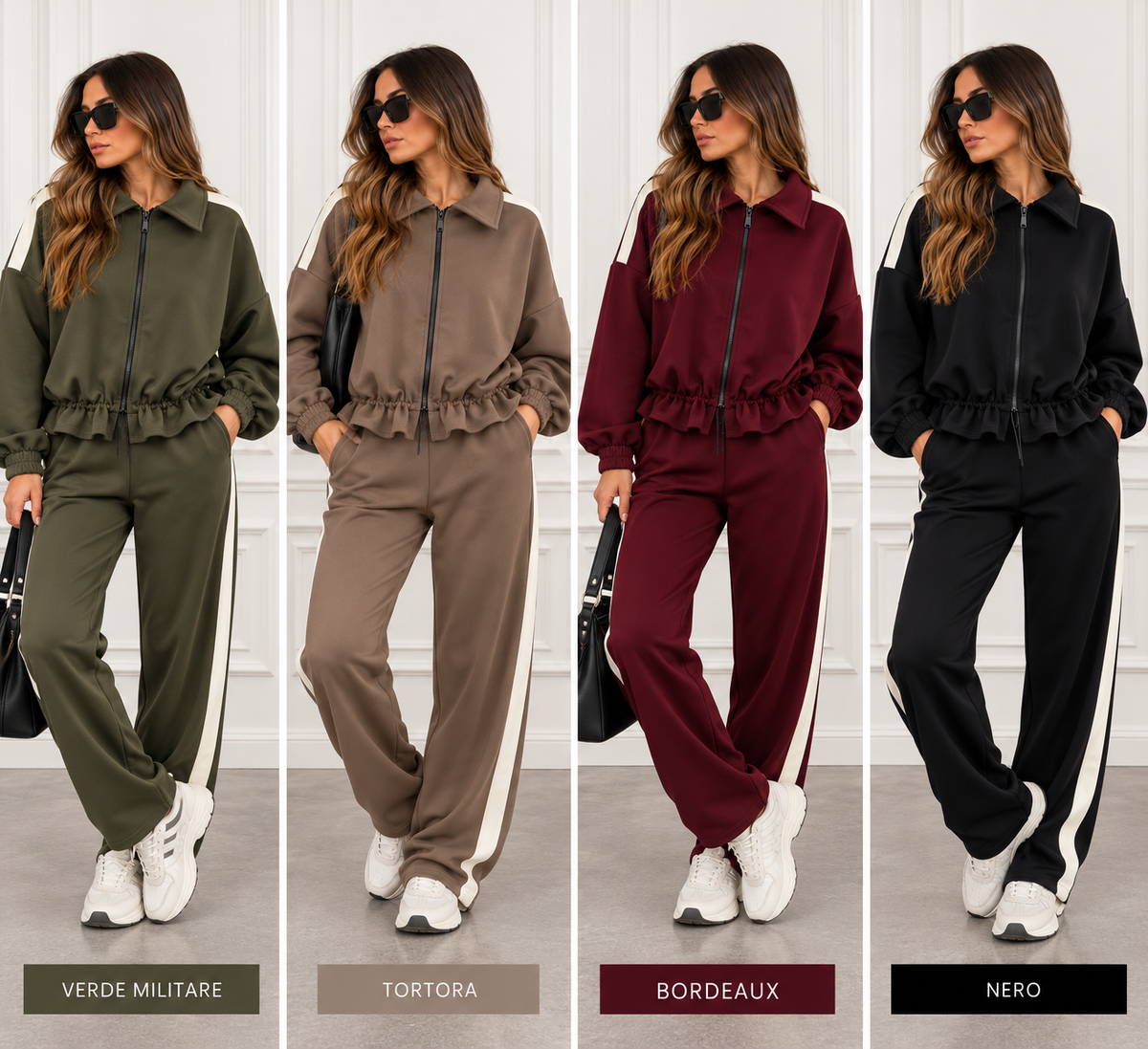 Coordset tuta con zip e arriccio