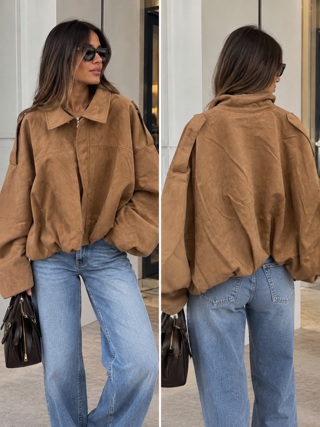 Giacca camel in camoscio art.2339