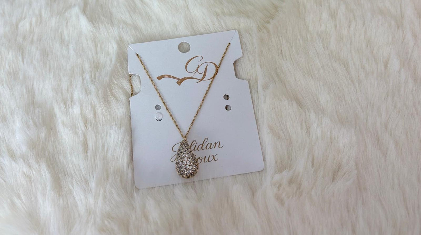 Collana goccia con strass
