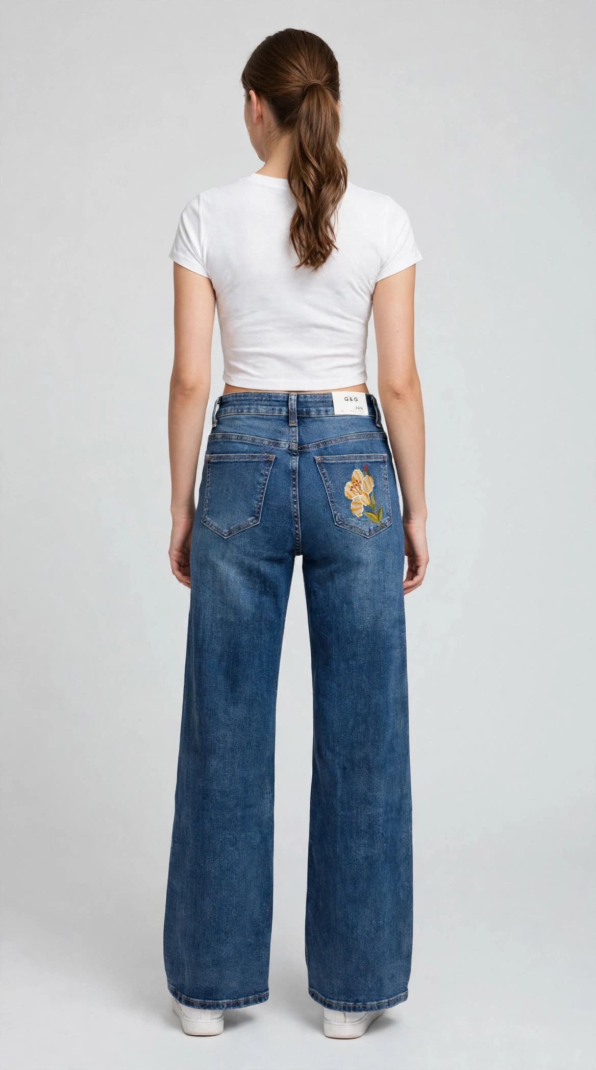 Jeans con ricamo fiore art- Wh-3663
