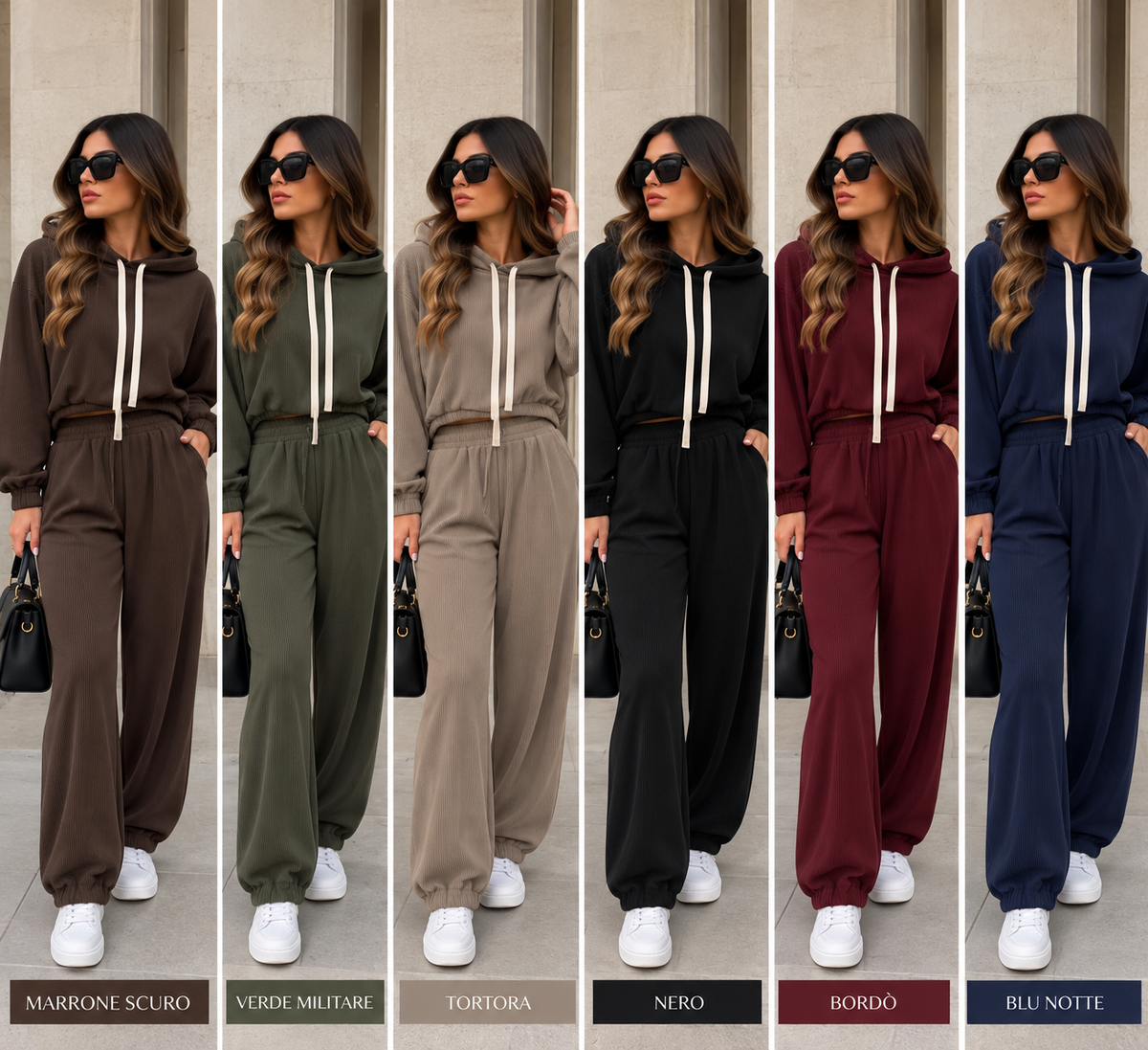 Coordinato tuta crop costine