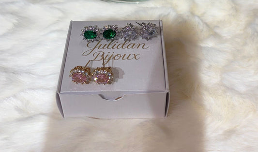 Orecchino vintage con rubini e diamantini