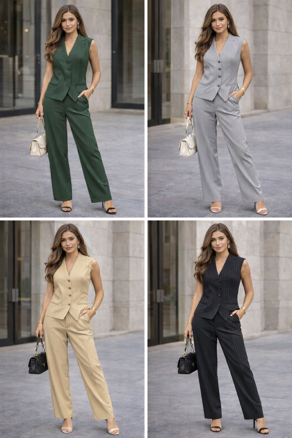 Coordset gilet e pantalone gessato