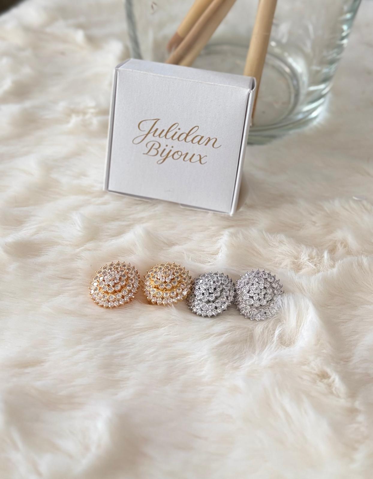 Orecchini a clips a lobo rotondi con decorazioni in zirconia cubica