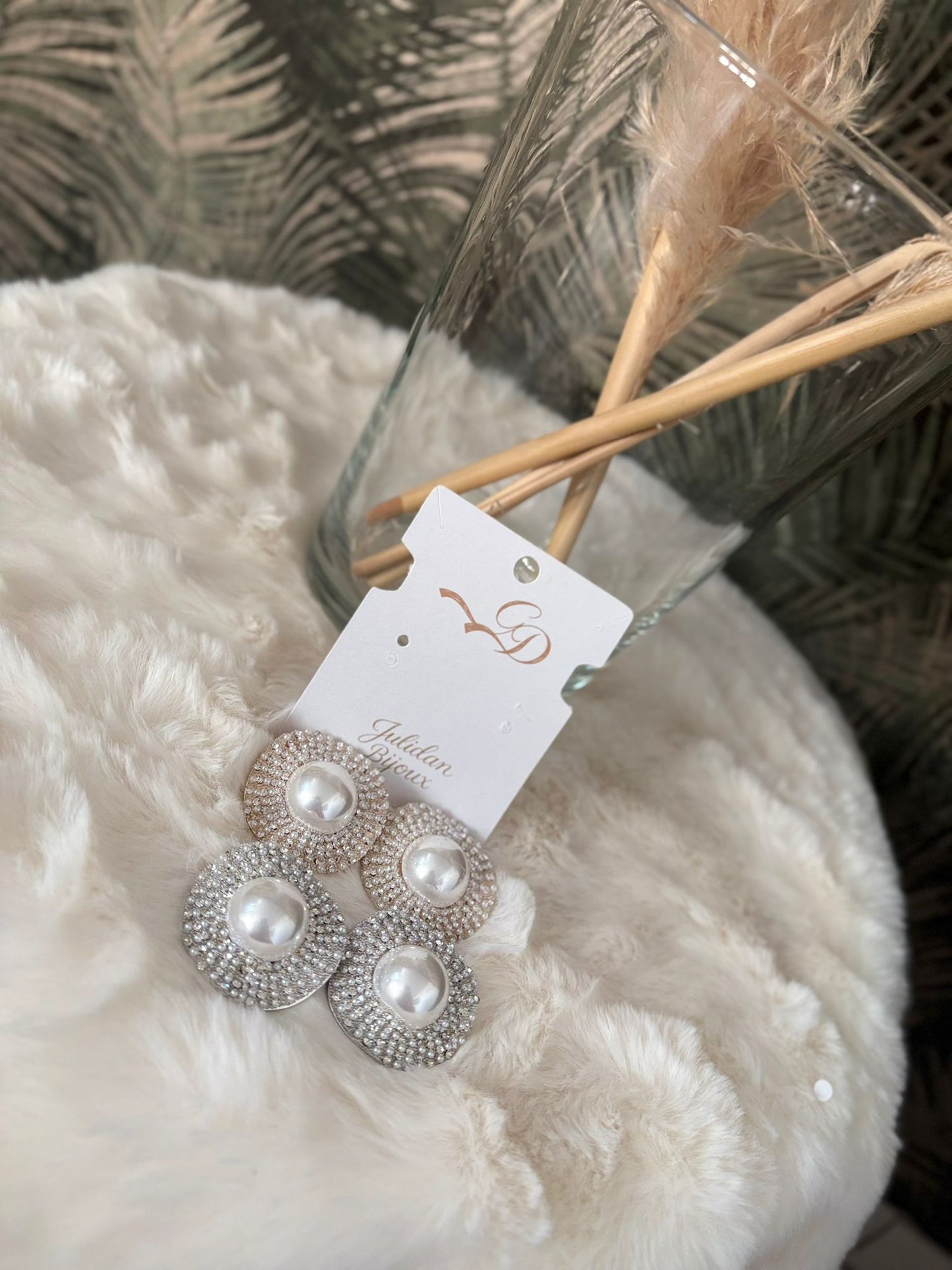 Orecchini a bottone con perle e strass (misura piccolina )