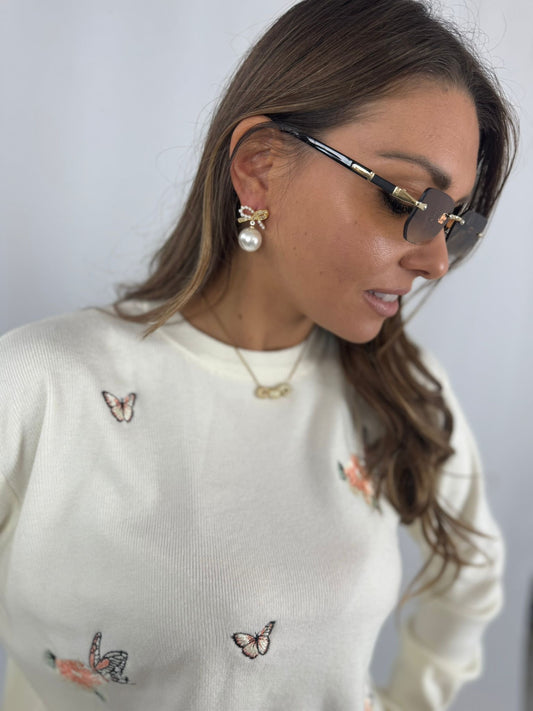 Orecchini fiocco e perlina