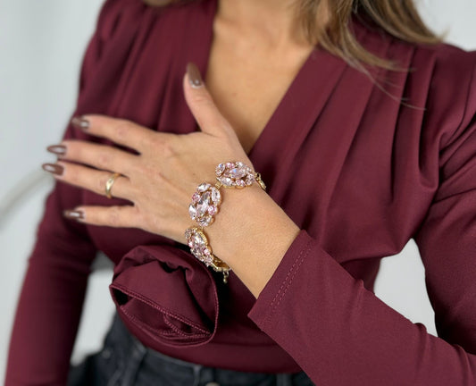 Bracciale con pietre e zirconi  rosa