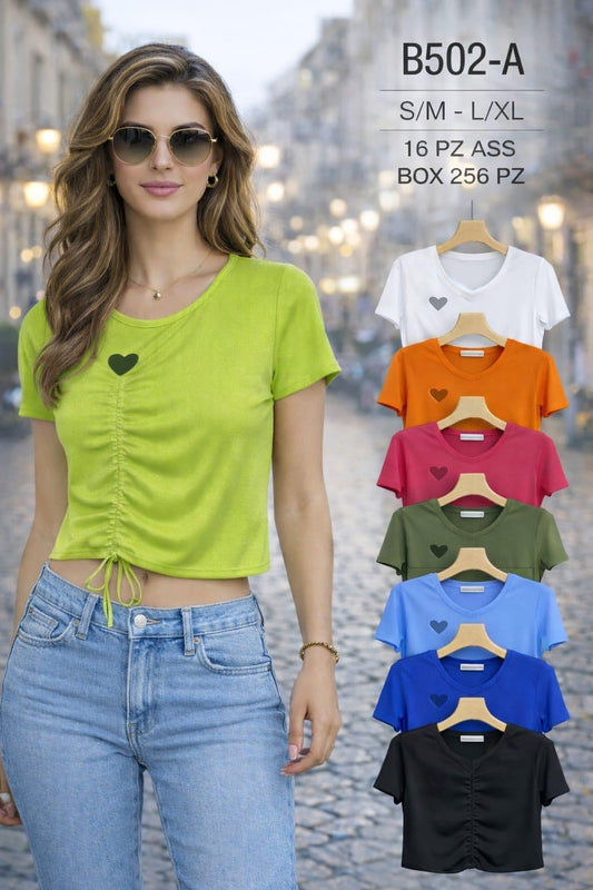 Magliettina costine con cuore art.B502