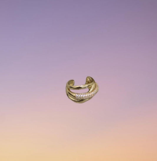 Orecchino ear cuff effetto specchio base dorato