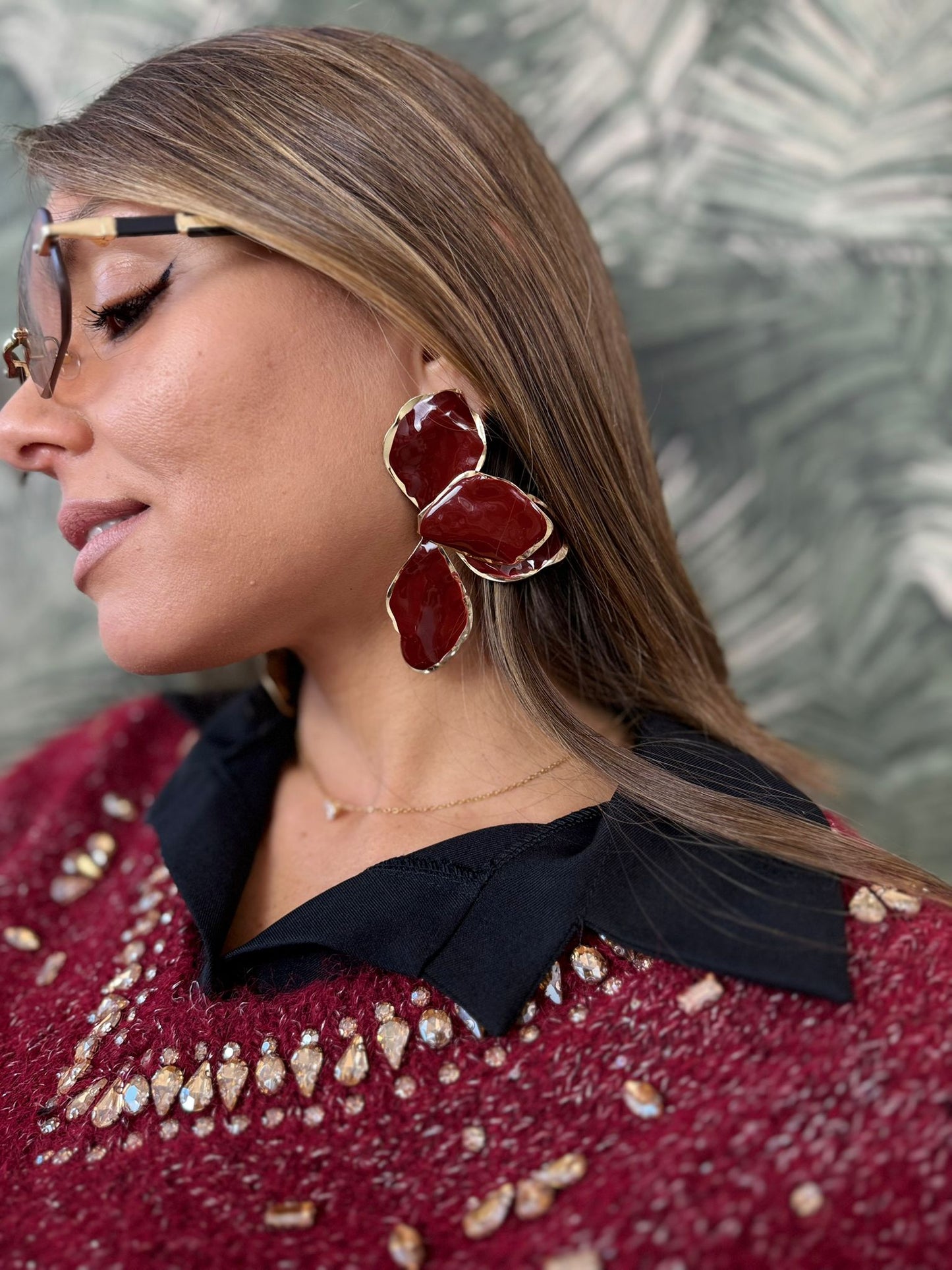 Orecchini mod.foglia grandi base oro