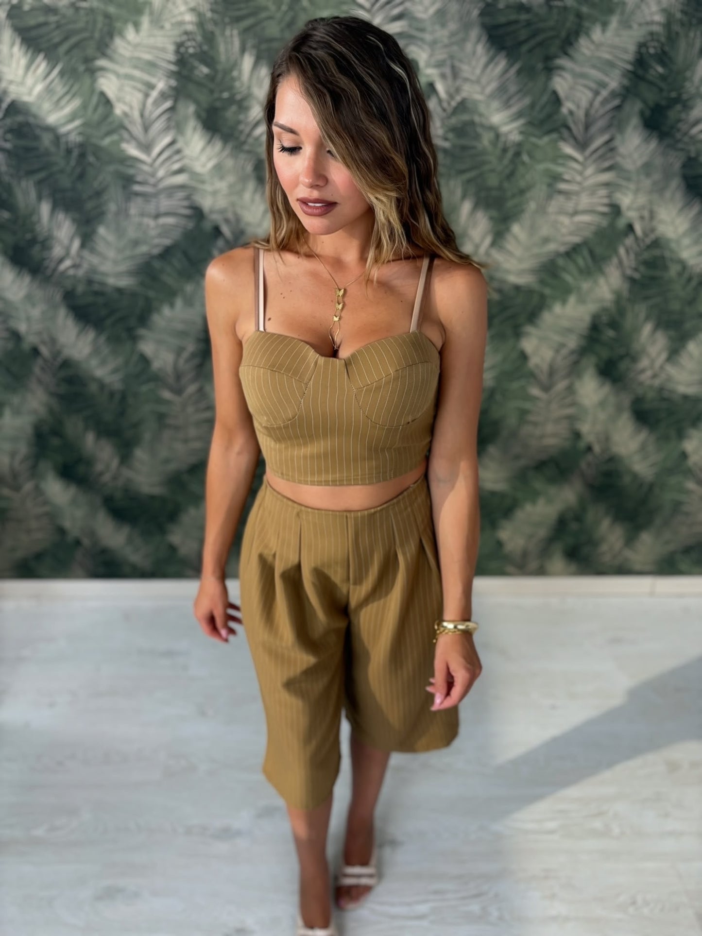 Coordset gessato bermuda più top