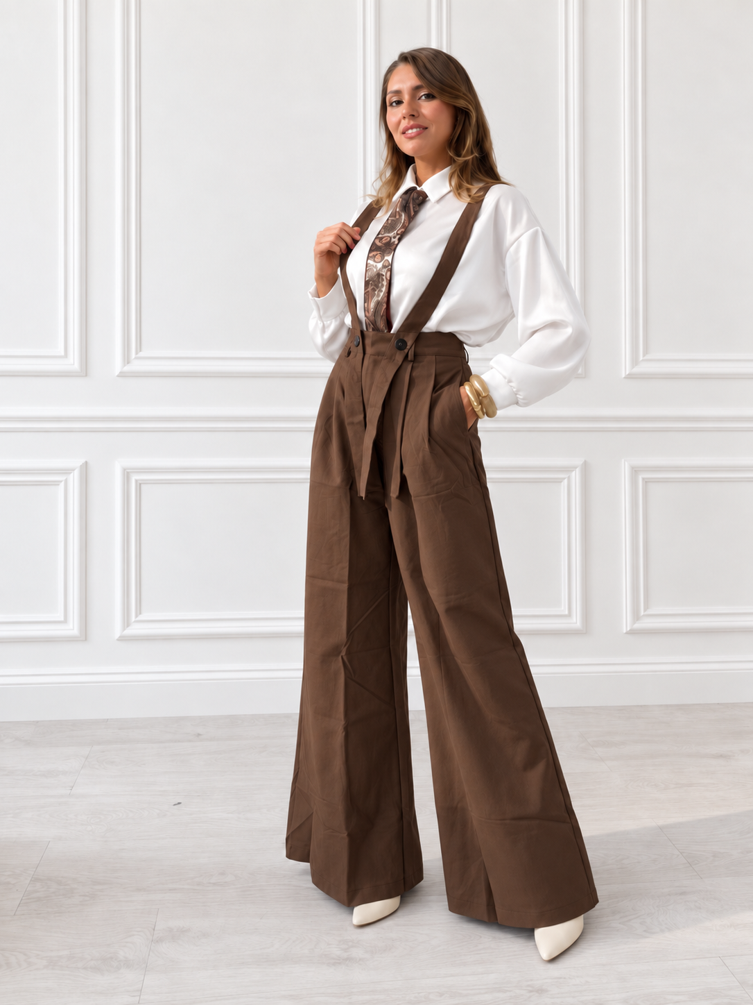Pantalone a palazzo con bretelle art- xd1826