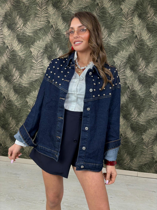 Giubbotto Jeans con borchie art-b248