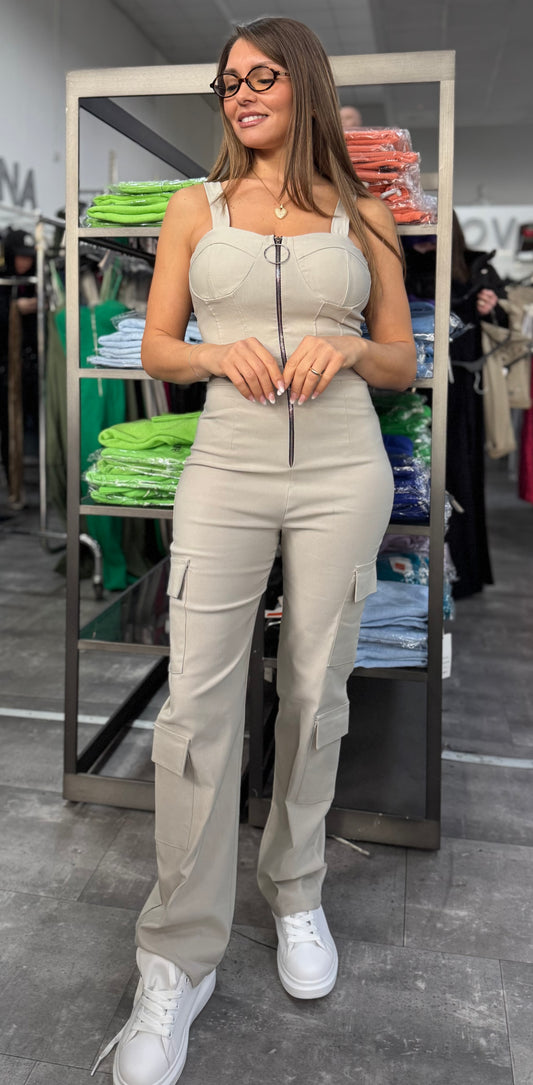 Jumpsuite cargo spallina larga promo