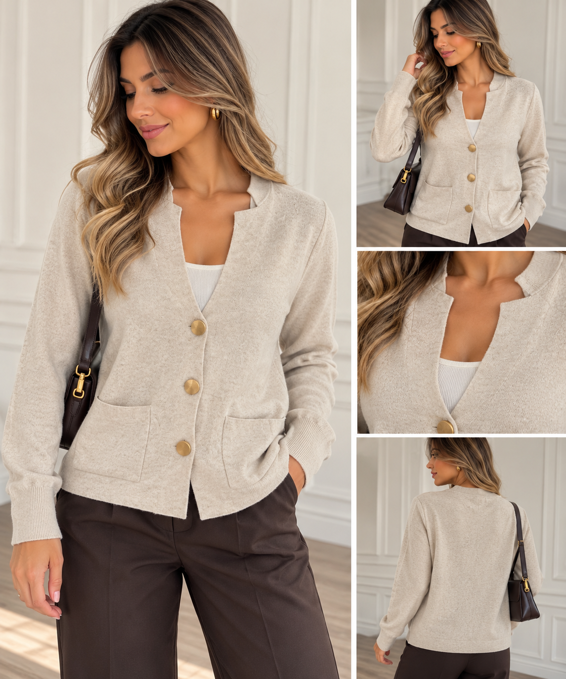 Cardigan con bottoni oro e taschino art.DA650