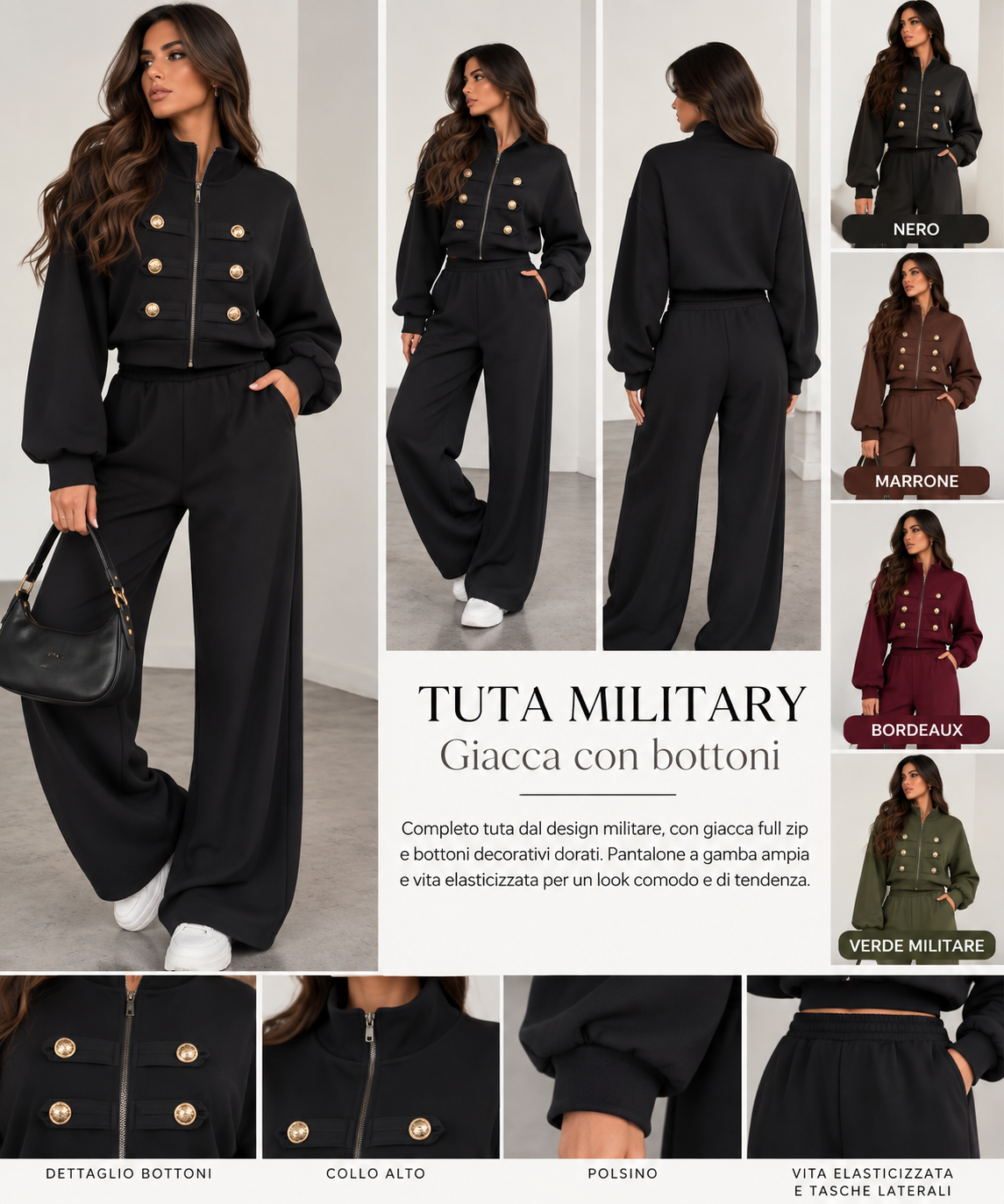 Coordset con zip e bottoncini