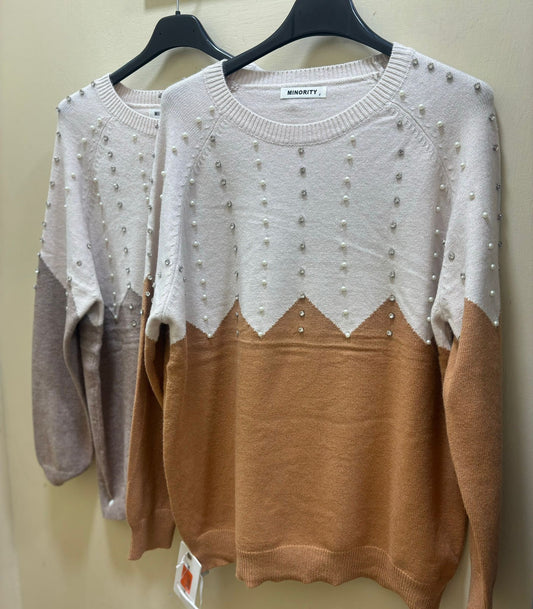 Pull con perle e strass art.D1807