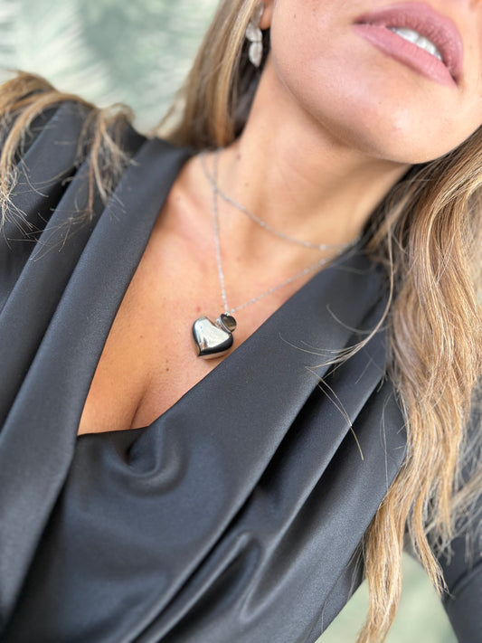 Doppia collana cuore in ottone