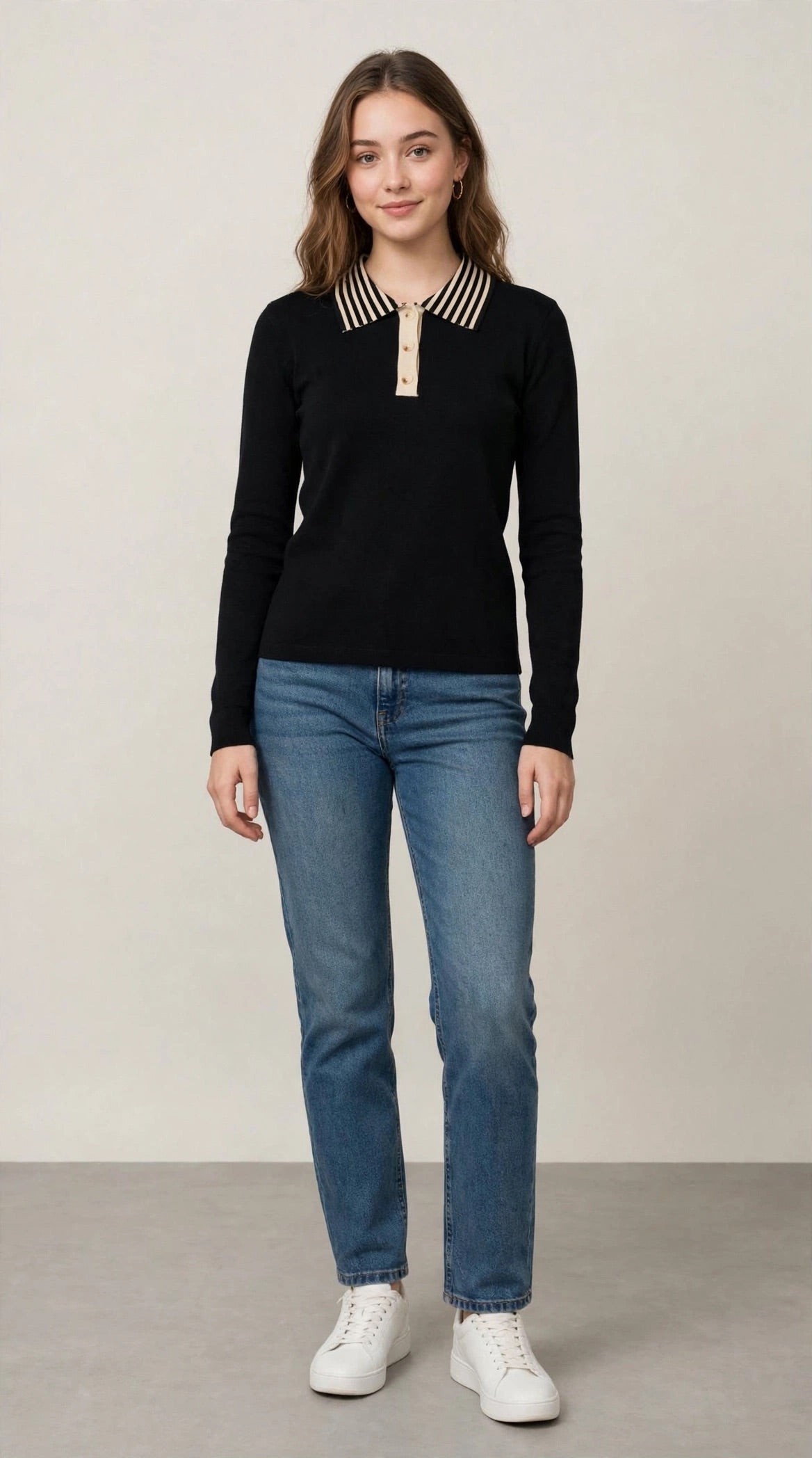 Pull con colletto a righe art-G 6922