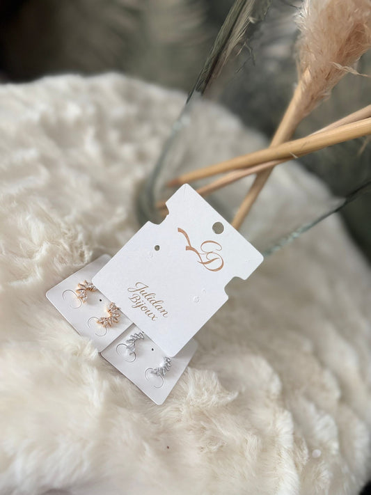 Orecchini mini foglie con diamanti