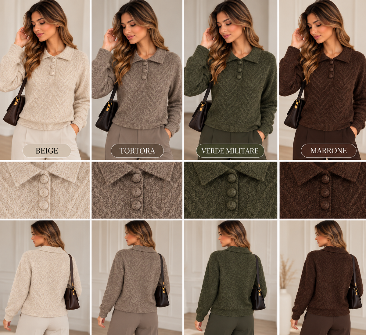 Pull lana doppia con colletto art.C-161
