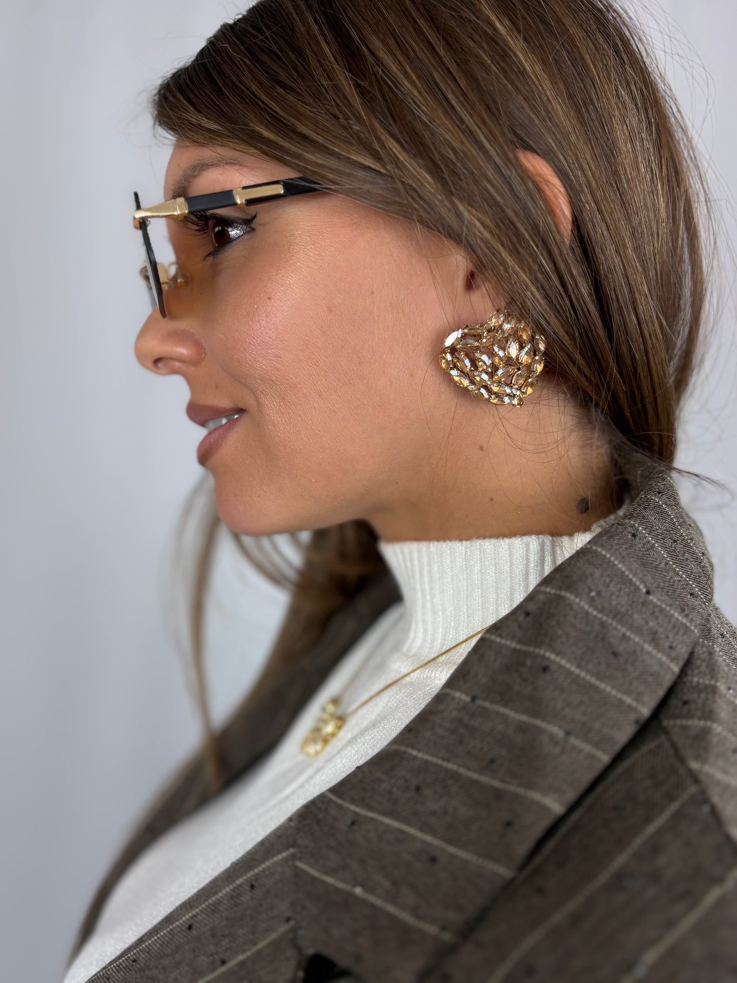 Orecchini cuore con diamantini