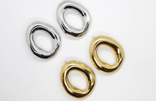 Orecchini a cerchio effetto specchio base oro