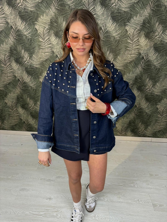 Giubbotto Jeans con borchie art-b248