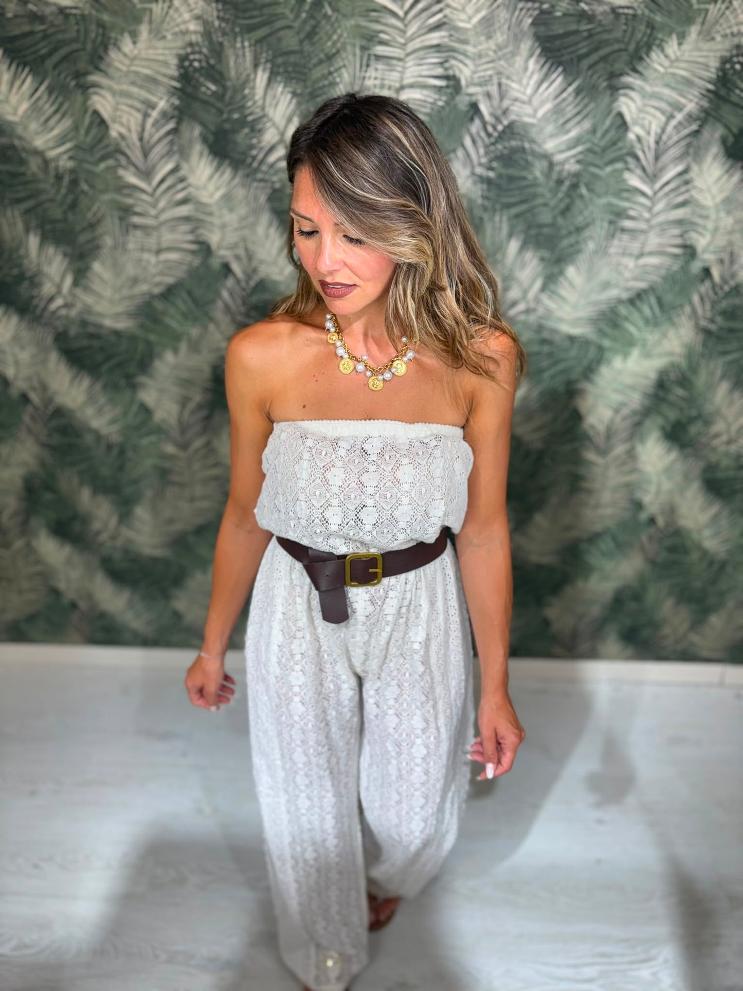 Jumpsuite in pizzo esclusa cintura