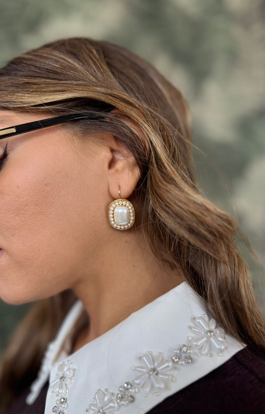 Orecchini tondo con strass e perla incastonata