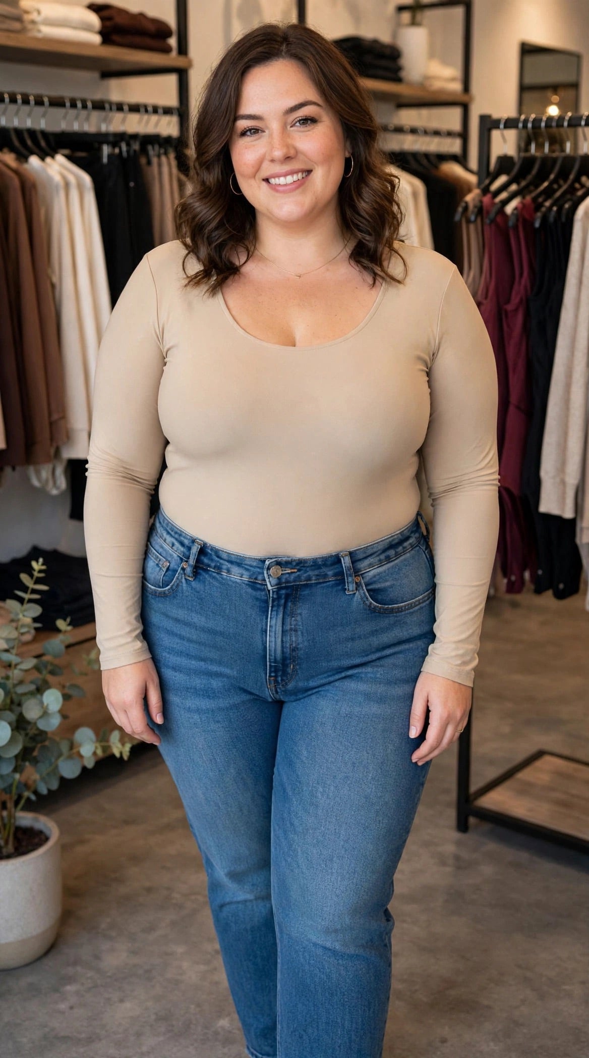 Body in licra scollo rotondo curvy