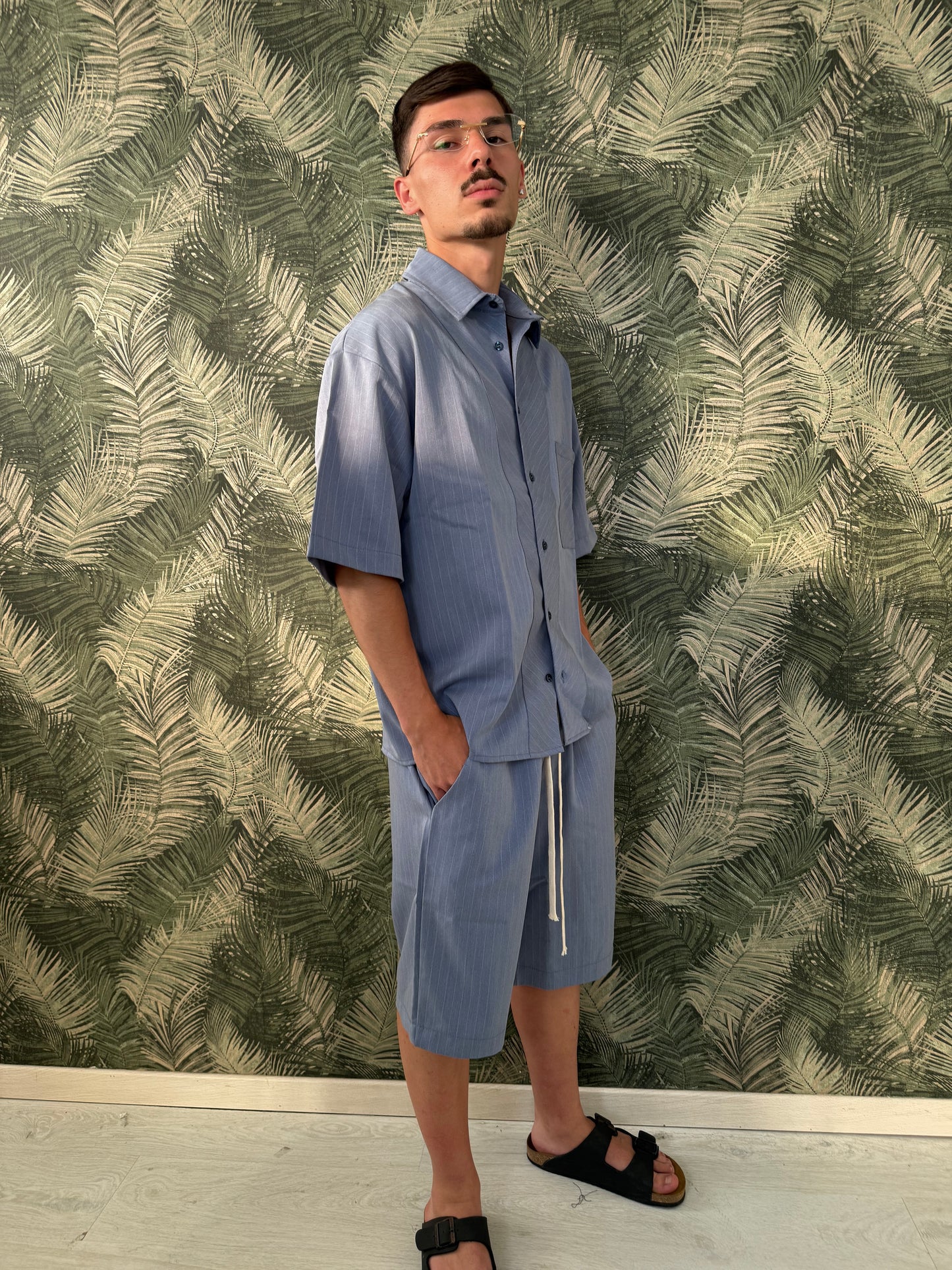 Coordset gessato Camicia+bermuda LSDP ART.w231
