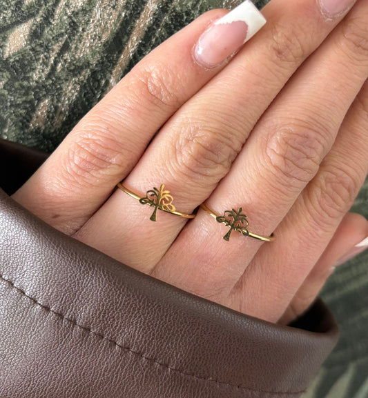 Set due pezzi anello albero della vita base oro