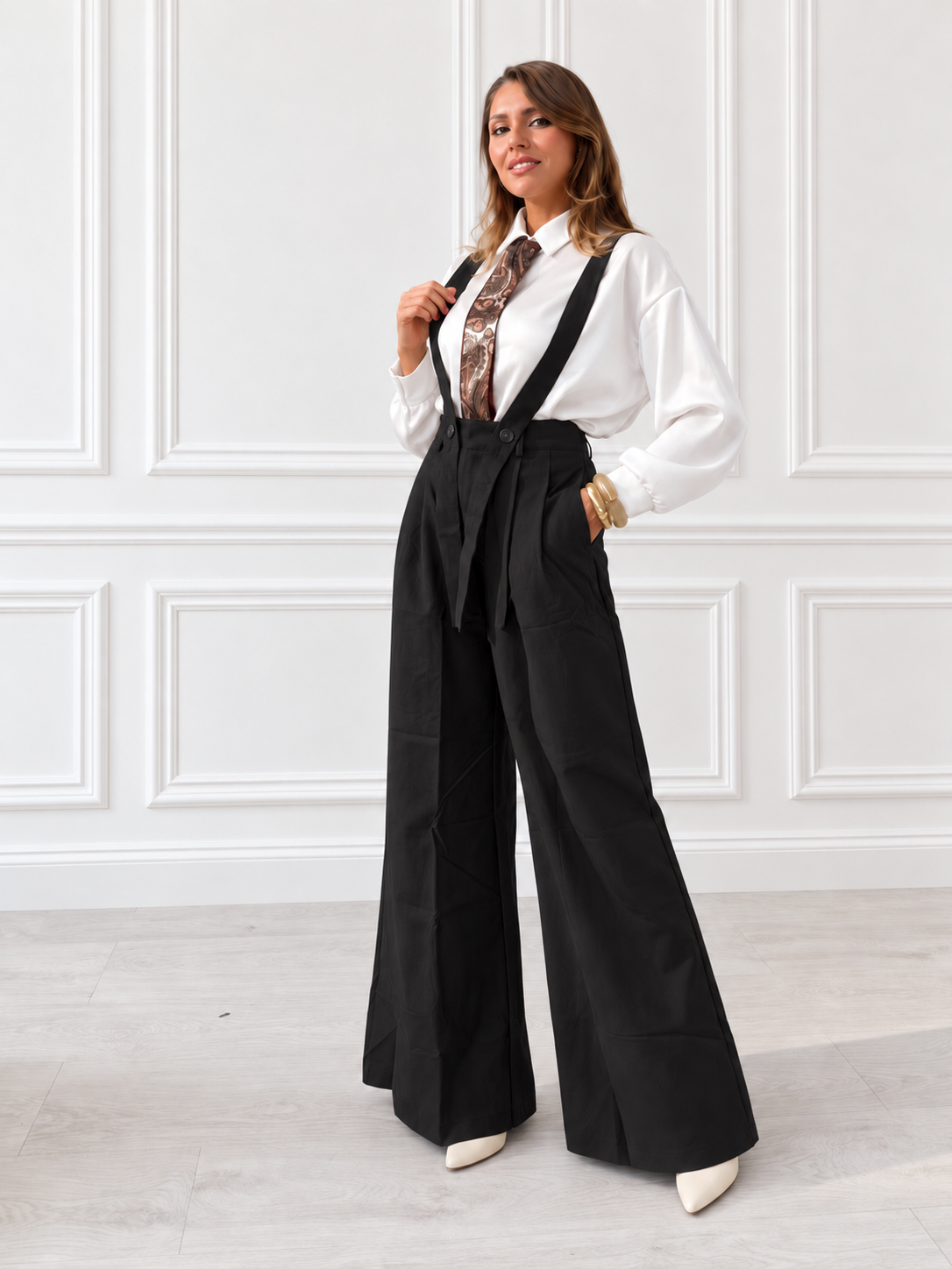 Pantalone a palazzo con bretelle art- xd1826