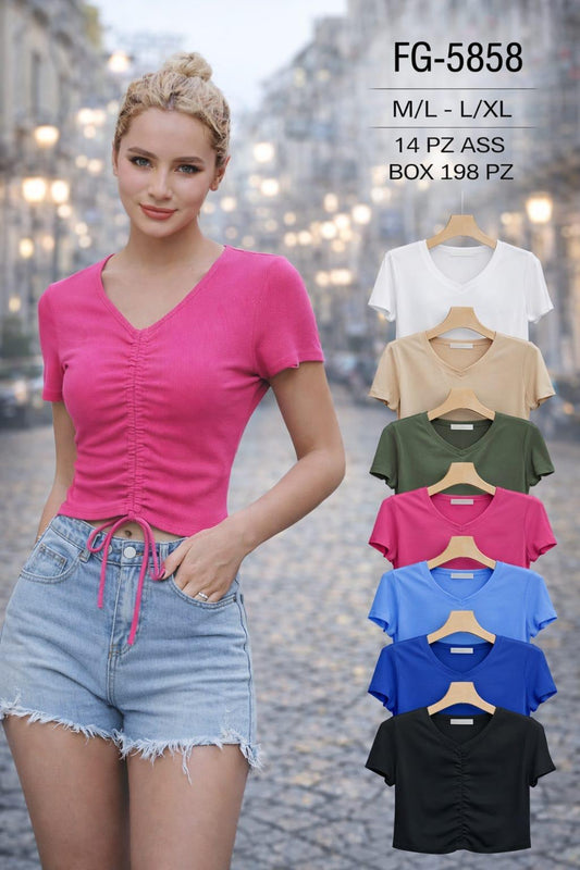 Maglia a costine con laccetto art- fg5858