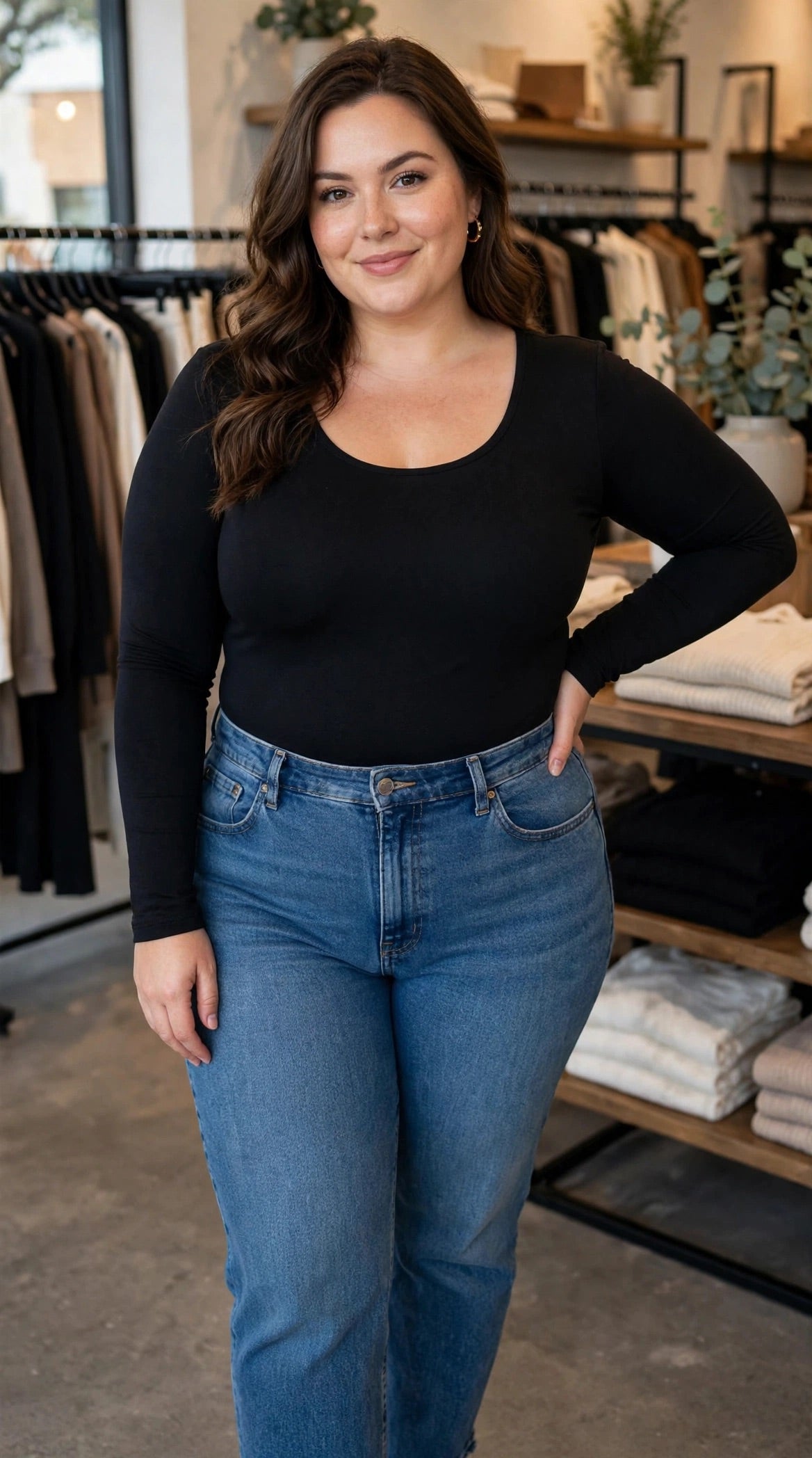 Body in licra scollo rotondo curvy