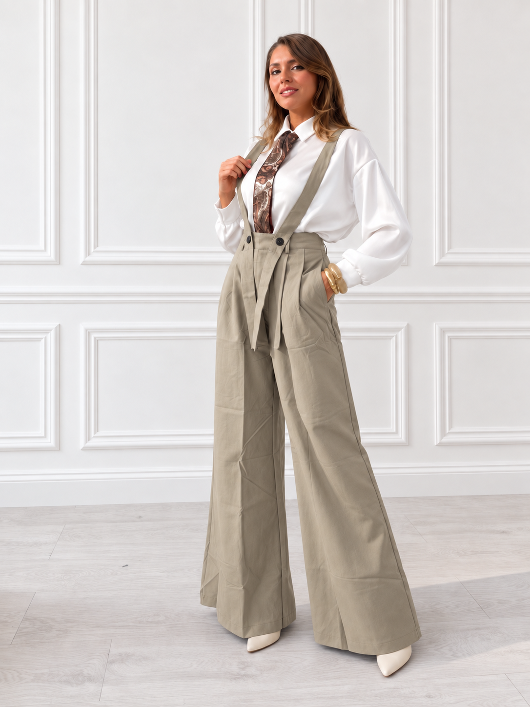 Pantalone a palazzo con bretelle art- xd1826