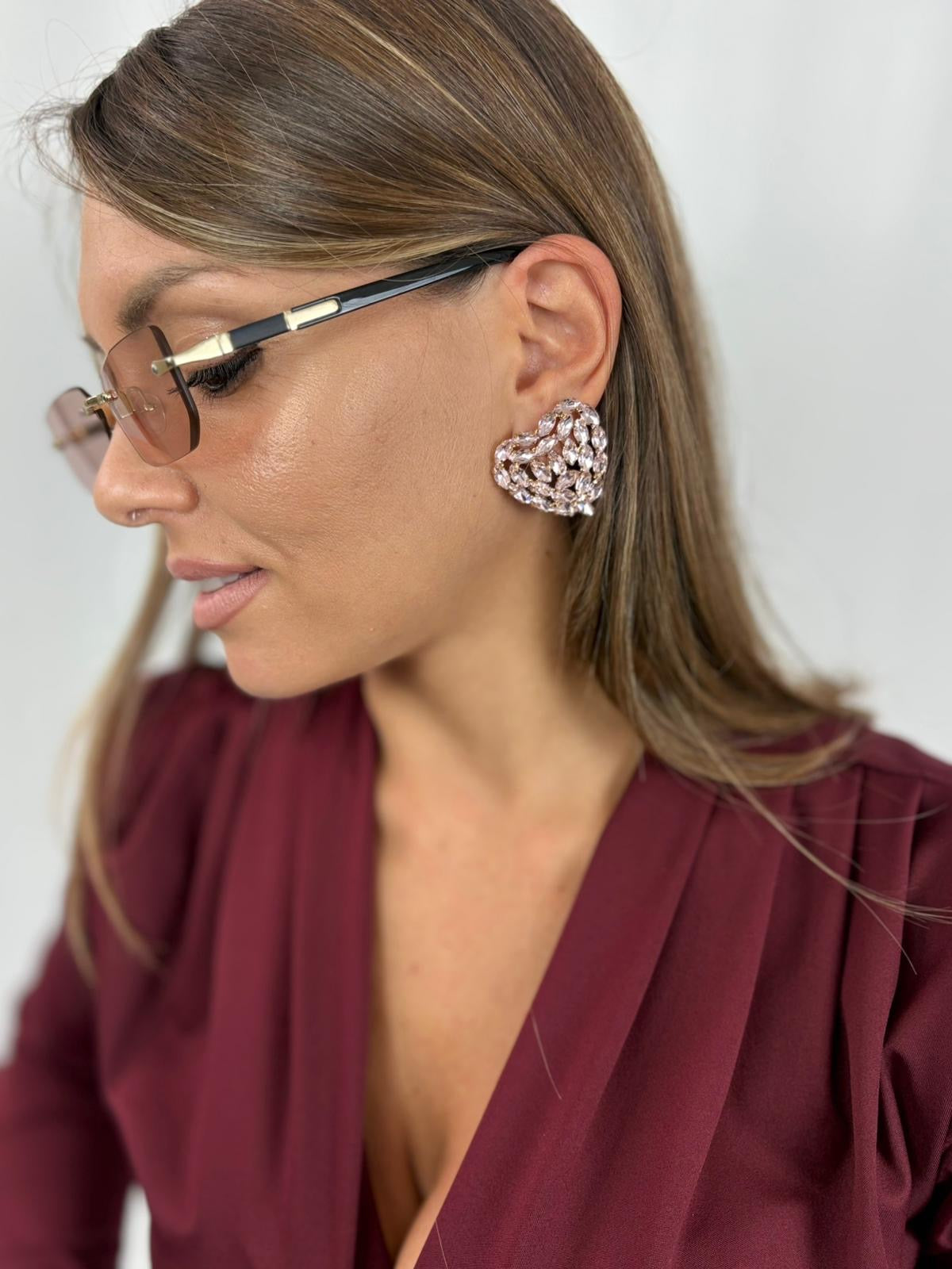 Orecchini cuore con diamantini