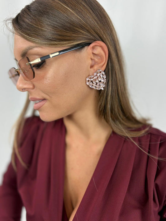 Orecchini cuore con diamantini