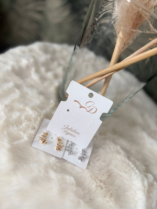 Orecchini piccoli foglie con diamanti