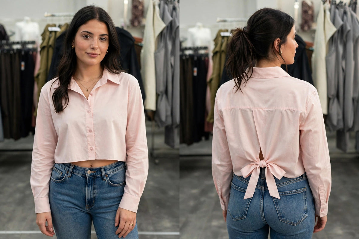 Camicia basic corta con fiocchettino sul retro