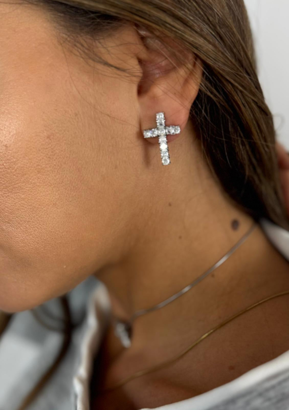 Orecchini croce con strass