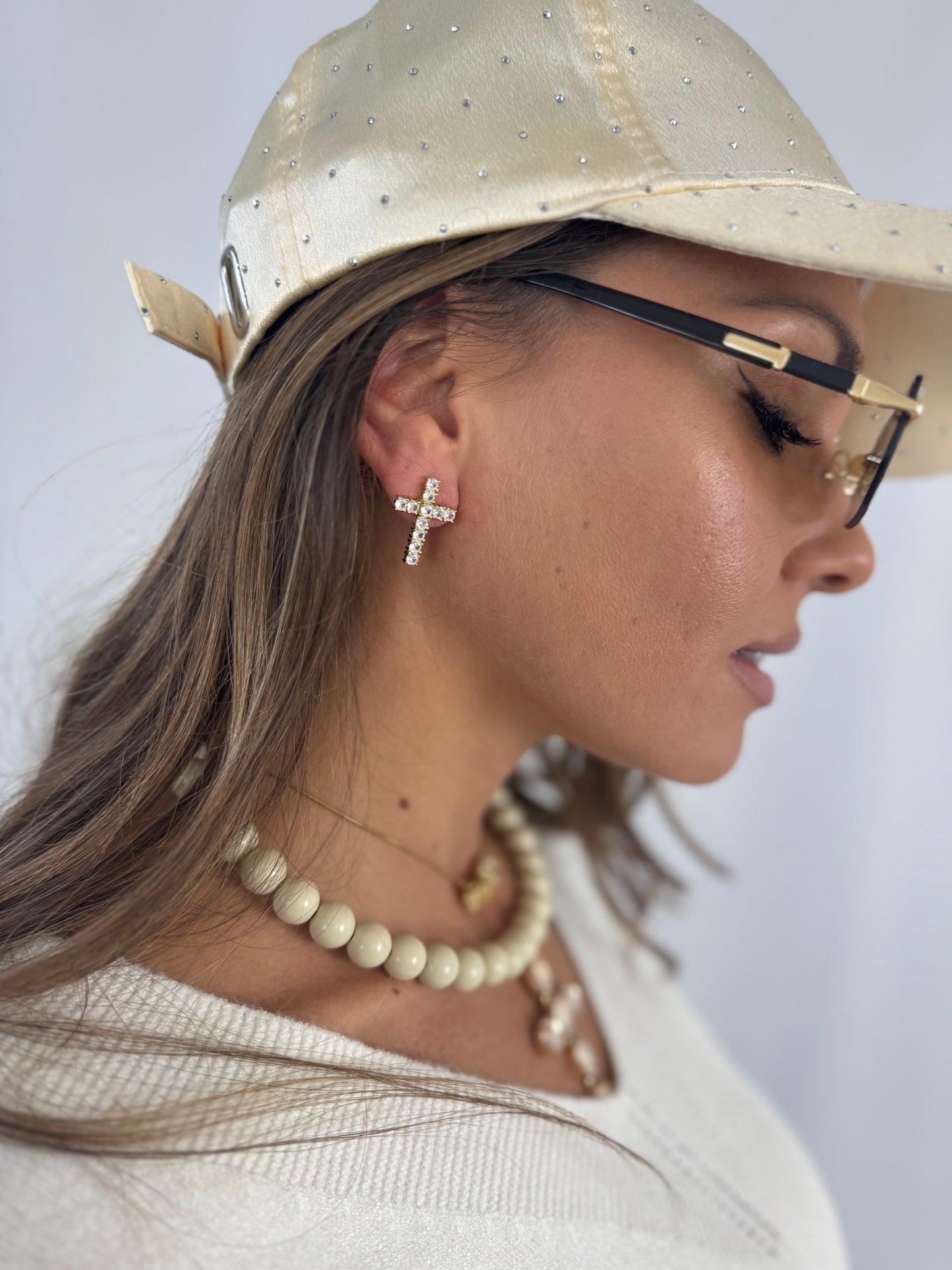 Orecchini croce con strass