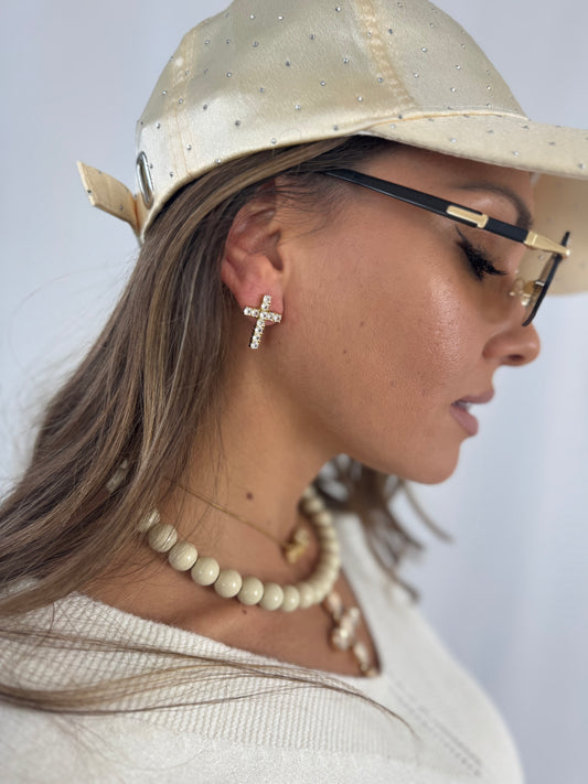 Orecchini croce con strass