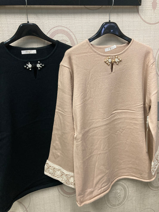 Pull con perline e ricamo Art-a84670