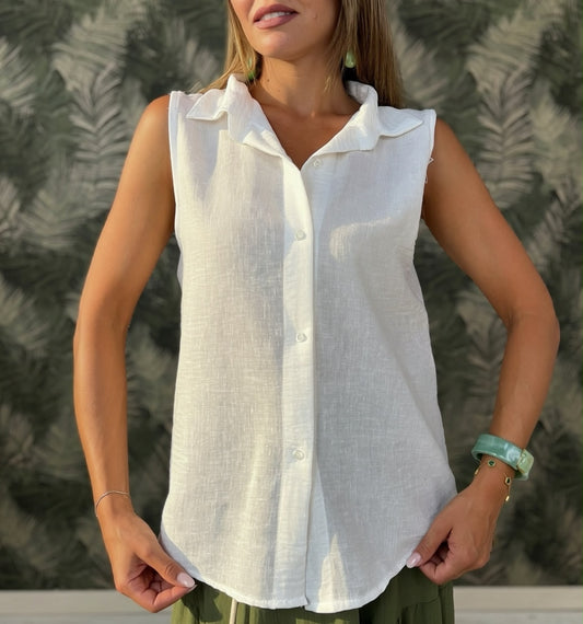 Camicia giro manica in lino