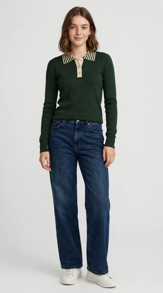 Pull con colletto a righe art-G 6922