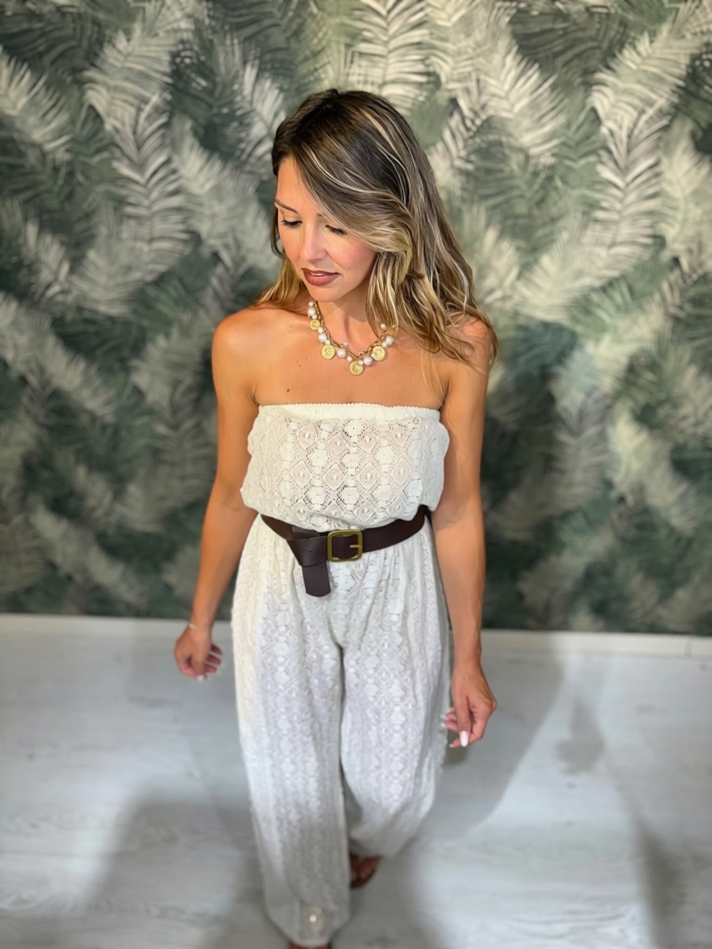 Jumpsuite in pizzo esclusa cintura